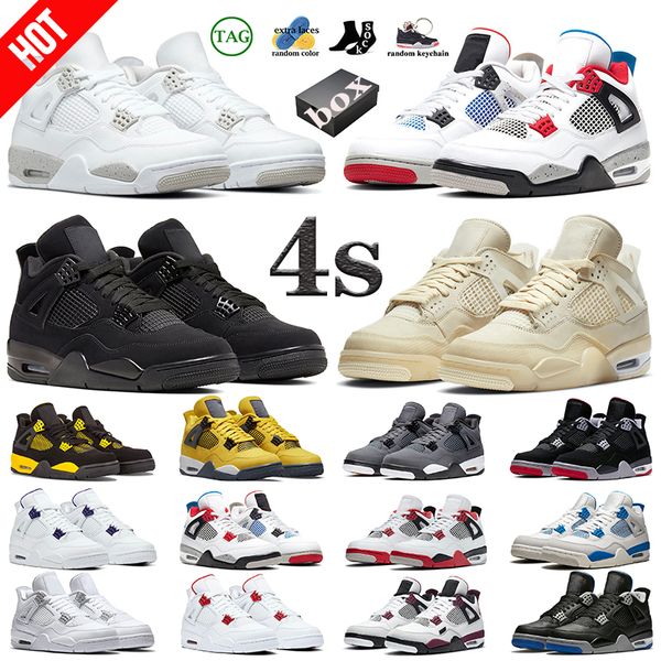 

boots 4 4s women men basketball shoes black cat bred sail fire red thunder white oreo university blue cool grey neon wild things pure money