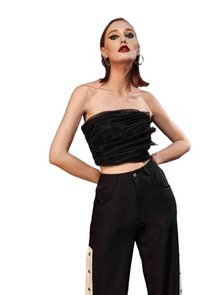 

x panuco ruffle trim crop tube a7dv#, White