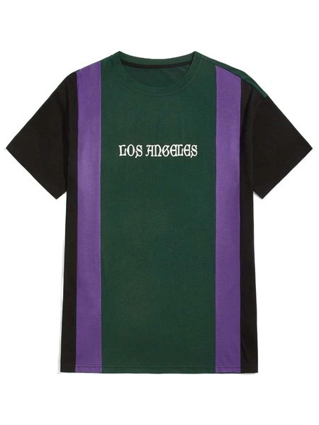 

romwe guys striped letter graphic tee a8xe#, White;black