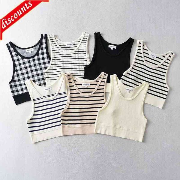 

factory outlet same striped knit tank women's sleeveless waistless bottomed suspender short spice summer female shirt, White