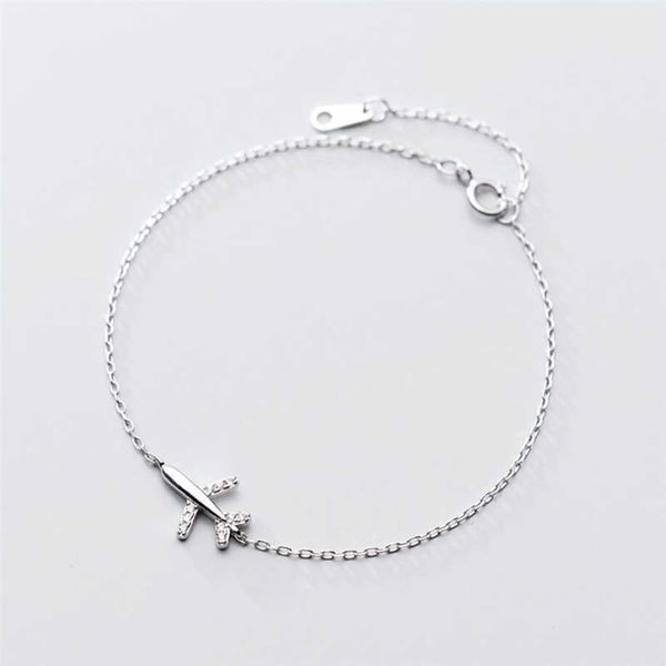 

925 sterling silver women's bracelet, mini literary plane, soft and lovely, adjustable size, sbr210, Golden;silver