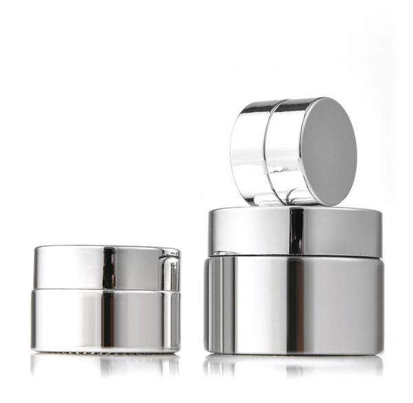 Garrafas de creme de cosméticos de vidro de prata 5g 10g 15g 20g 30g 50g Lip Balm Cream recipientes SN4466