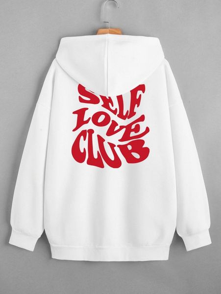 

letter graphic drawstring thermal lined hoodie l6hd#, Black