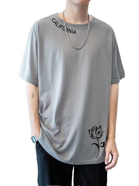 

men floral & letter graphic tee f9rq#, White;black