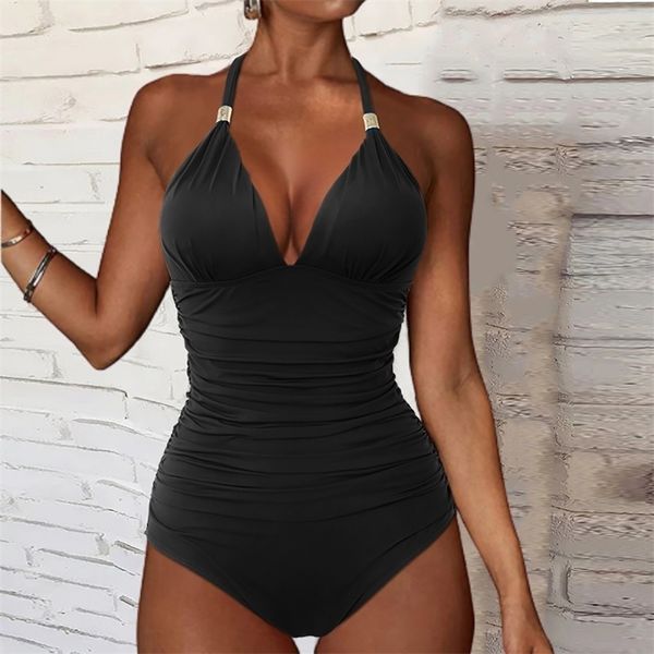 RUUHEE Push-up Bademode Badeanzug Frauen Schwarz Badeanzug Neckholder Top Badeanzug Sommer Strand Tragen Monokini 220505