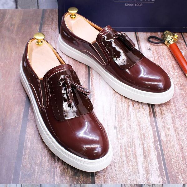 

chaussure homme luxe marque dress men's shoes non-slip sole glossy sneakers wedding high-end occasion dating men's shoe a19, Black