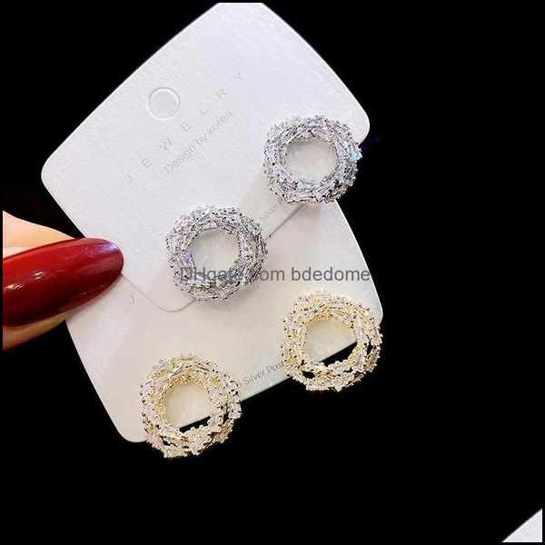 

stud earrings jewelry luxury simple geometric shining cubic zircon for women party temperament fashion gifts exq dhsaf, Golden;silver