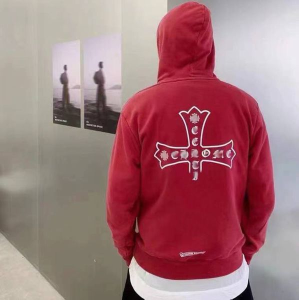 

luxury mens brand sweatshirts fashion zipper ch designer classic hoodies horseshoe sanskrit cross print pullover hooded sweater coat womens, Black