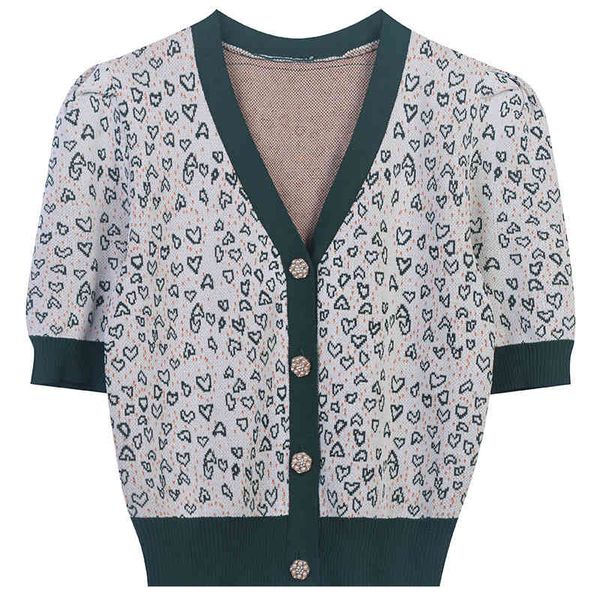 

women's sweaters french spring and summer style short sleeved floral button v-neck lazy knitted cardigan women's thin xaw3, White;black