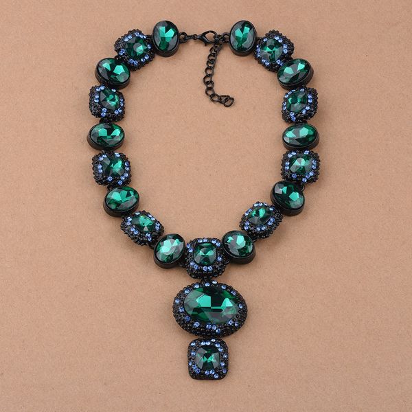 

european and american luxurious black crystal necklaces chain choker women's gift fashion jewelry alloy diamond necklace clothing acces, Golden;silver