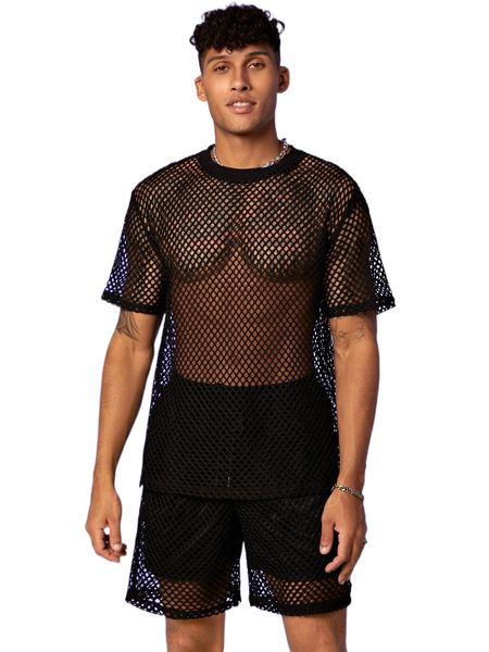 

men see through mesh & shorts 76uk#, Gray