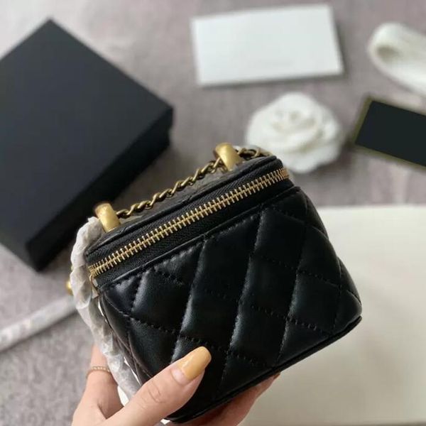 

tz 2022 womens two little cosmetic case box bags quilted gold matelasse chain adjustable shoulder strap crossbody purse mini tiny vanity han