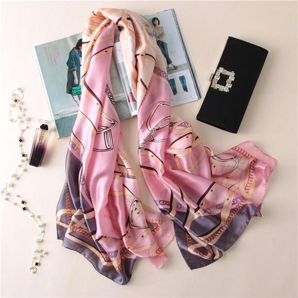 

scarves fashion chain print scarf women long shawl elegant scraf2711, Blue;gray
