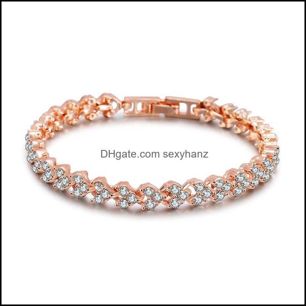 Bracelets de charme Roma Crystal Zircon Heart Beads Brange pulseira de tênis 3 Cores Cadeia Noiva para Mulheres/Homens Jóias Partemas Drop Del Del Dhs4v