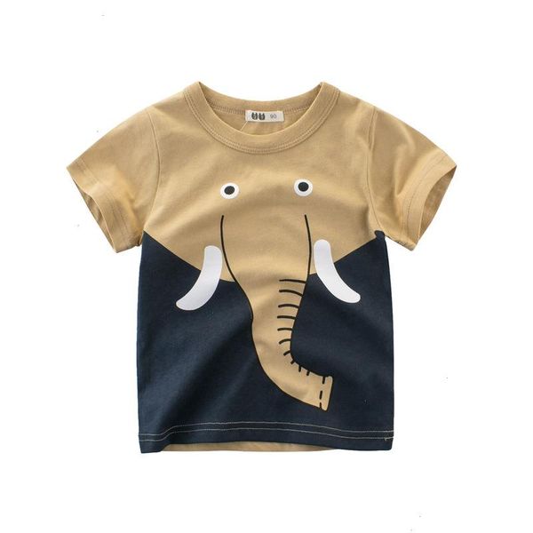 

summer elephant print t-shirt for boys girls kids lion cotton child baby toddler short sleeve cartoon tee 10y, Blue