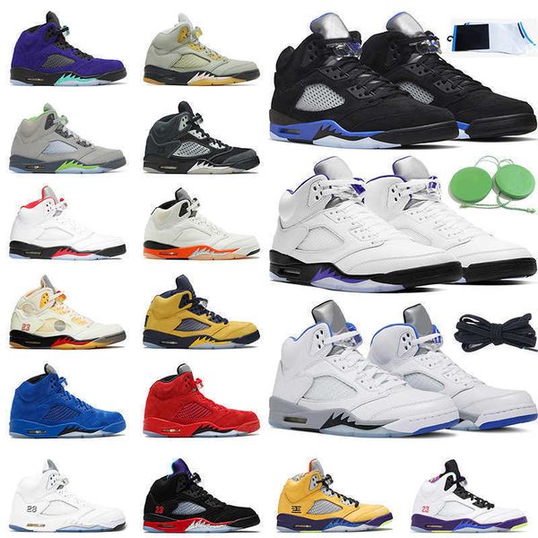

men basketball shoes 5s stealth concord racer blue jade horizon fire red sail what the white cement oreo mens trainer sports sneakers, Black