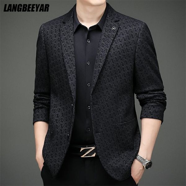 

high end designer brand luxury casual fashion jacquard elegant blazer jacket party stylish trendy suit coat men's clothes 220504, White;black