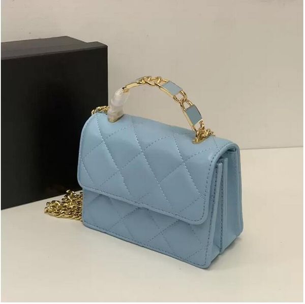 

fashion womens classic mini flap handle enamel letter bags quilted gold metal genuine leather chain shoulder purse card holder outdoor sacoc