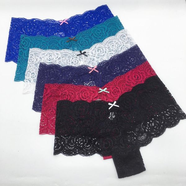 

2 pieces a pack ladies lace panties underwear women boyshort -xxl underpants lingerie see through culottes femme intimates, Black;pink