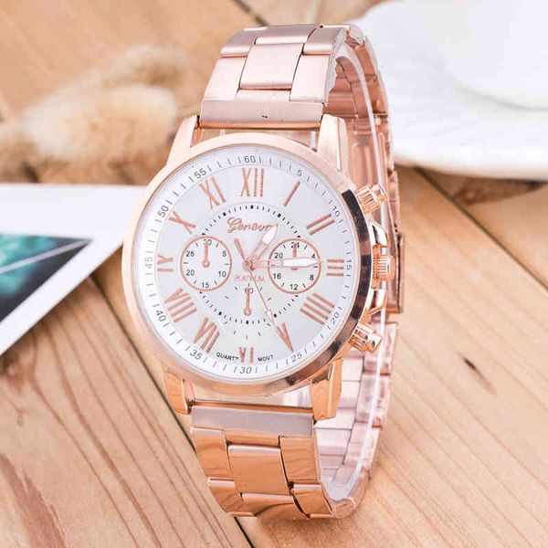 

2019 new famous brand geneva rosy gold casual quartz watch women stainls steel drs watch relogio feminino clock, Slivery;brown