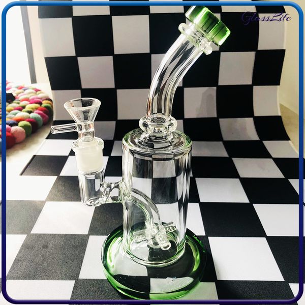 Grüne Glasbecher-Bongs, Wasserpfeifen, Inline-Perkolator-Bong, 8,7 Zoll Höhe, Rauchwasserpfeifen, grüne Tabaköl-Dab-Rigs, 14-mm-Innengewinde