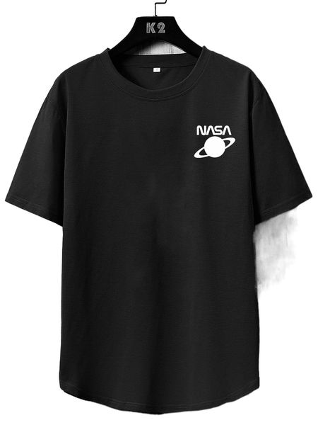 

men letter & planet print tee v4fo#, White;black