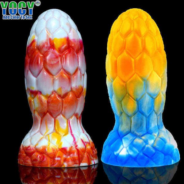 Nxy Dildos Yocy Simulation Tangkang Ball Penis Мягкая кожа Мужчины и женщины на задворк Анальный штекер всасывающая чашка Массаж Массаж 0317