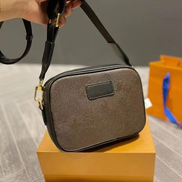 

women designer camera bag shoulder bags men crossbody genuine leather wide zipper pockets sliding purse messenger purse