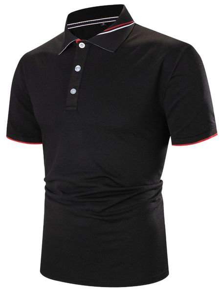 

men striped trim polo shirt q5st#, White;black