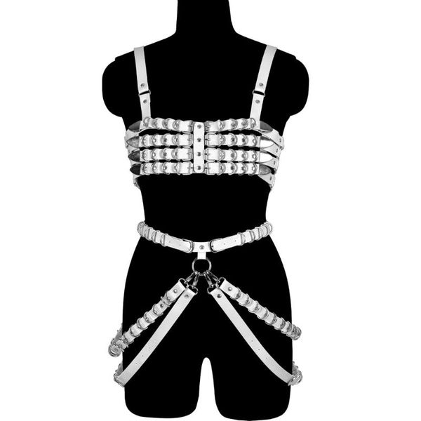 

bustiers & corsets women bdsm leather harness underwear gothic clothes body lingerie set goth belts erotic garter stockings bra, Black;white