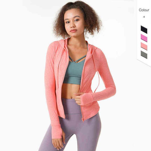 

women's autumn yoga long sleeve jacket stand collar hoodie casual outdoor running versatile, Gray