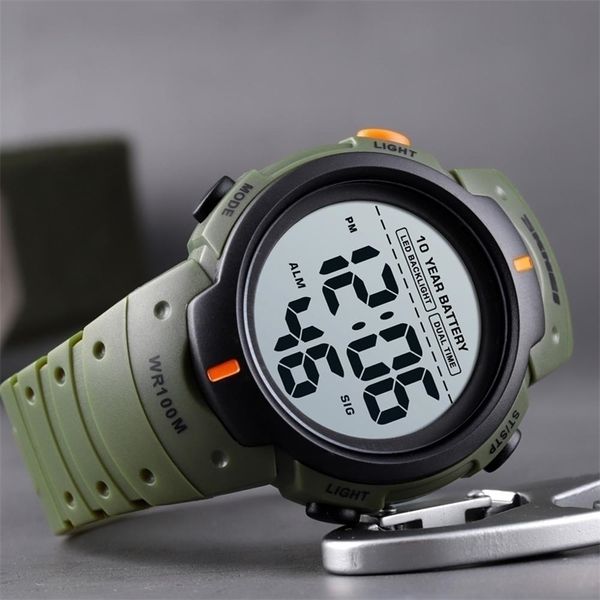 SKMEI уличные спортивные часы 100 м водонепроницаемые цифровые мужские модные светодиодные секундомер наручные мужские часы Reloj Hombre 220407