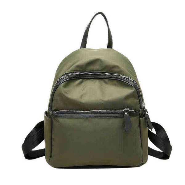 

2021 brand small women backpack waterproof nylon fashion green shoulder bag preppy style backpacks for teenage girls mochila y1105