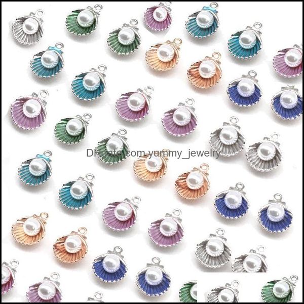 

charms jewelry findings components 10pcs/lot enamel shell alloy charm pendants for women earring making fit bracelet necklace diy drop del, Bronze;silver
