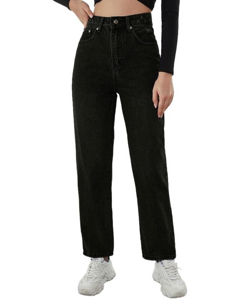 

high waist straight leg jeans 74ti#, Blue