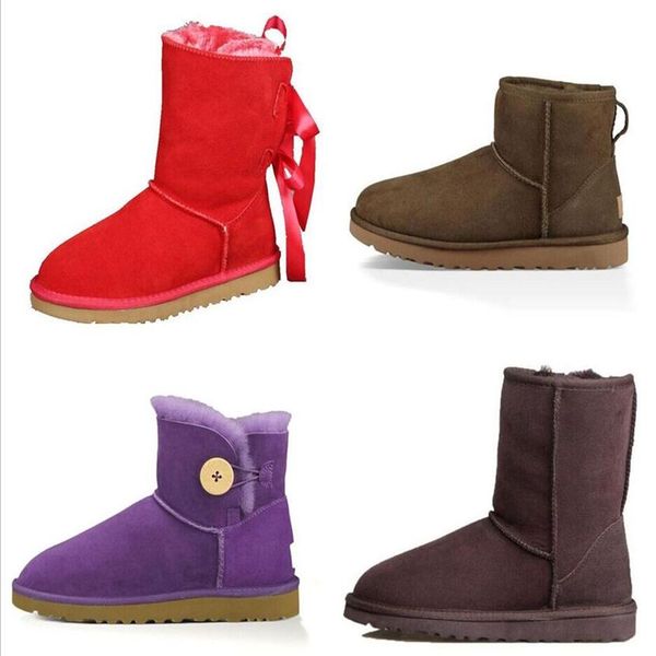 

designer women australia australian boots womens winter snow fur furry satin boot ankle booties leather outdoors s3271z, Black