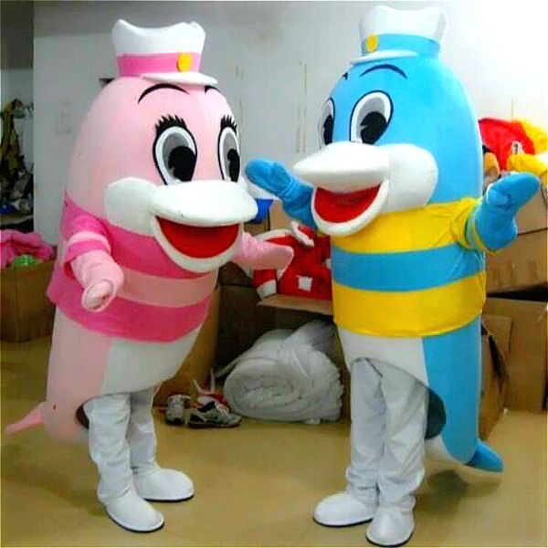 

mascot doll costume blue sea dolphin mascot costume furry suits party game cartoon dress outfits carnival halloween xmas easter ad clothes, Red;yellow