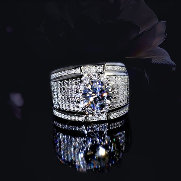 

stunning handmade band rings fashion jewelry 925 sterling silver popular round cut white z cz diamond full gemstones men wedding ring gift