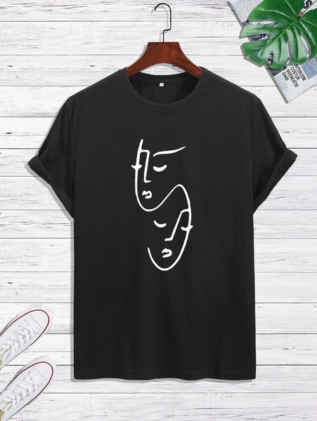 

men figure graphic tee 35a9#, White;black