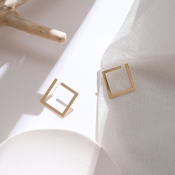 

s925 silver needle wind earrings new trendy metal advanced sense cool exaggerated, Golden;silver