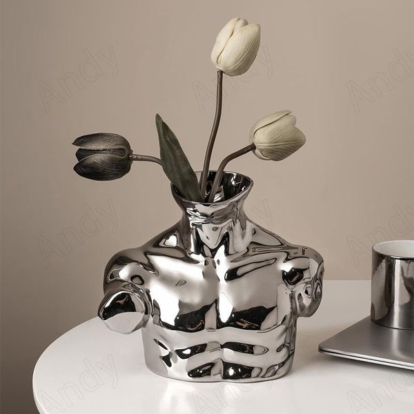 Вазы серебряная керамическая ваза творческий мускулистый декор декор