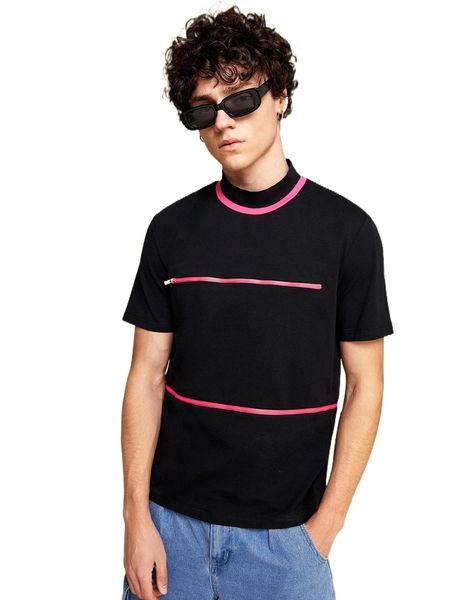 

x 7tastik men zip detail mock neck tee q6p7#, White;black