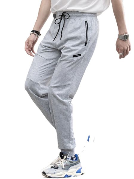 

men letter patched detail drawstring waist sweatpants p58a#, Black