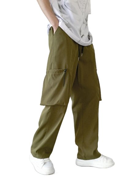 

men pocket side drawstring waist pants z0fu#, Black