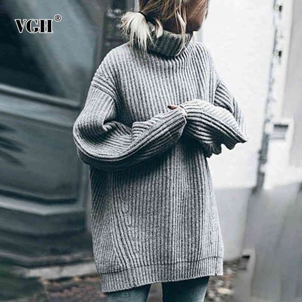 

casual loose sweaters for women turtleneck long sleeve thick knitted solid striped pullovers female fashion clothes 210507, White;black