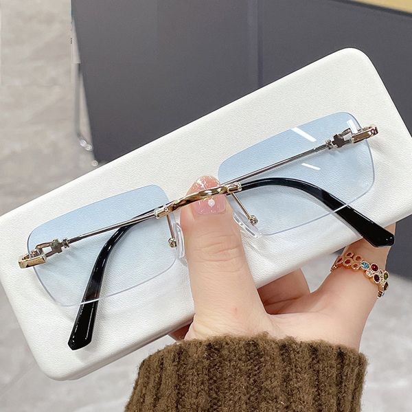 

square small frame sunglasses fishing driving polarized glasses ins net red man women fashion wearing glasses ocean film frameless sunglasse, White;black