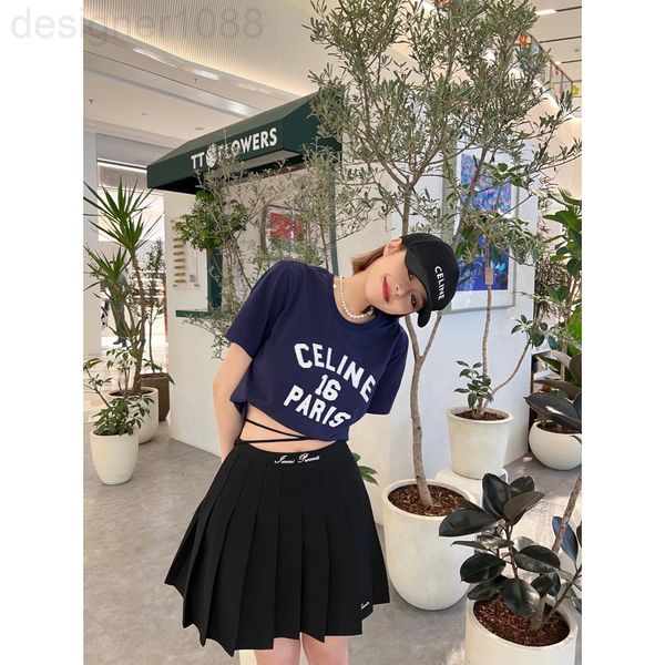 

women's t-shirt designer ce22ss spring and summer new flocking letter round neck short sleeve loose casual versatile sweet t-shirt tz2b, White