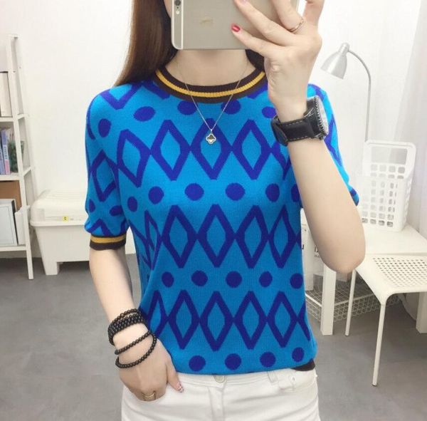 

new short-sleeved woman sweaters o-neck striped pullover vest slim fashion knitted bottoming t-shirt large size xxxl, White;black