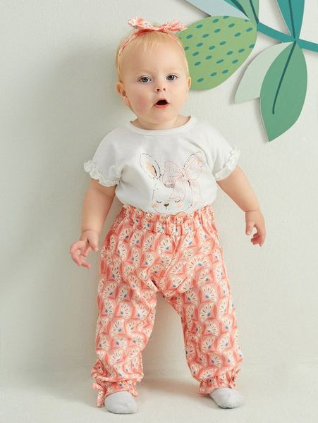 

baby cartoon graphic frill trim tee without headband she, Blue