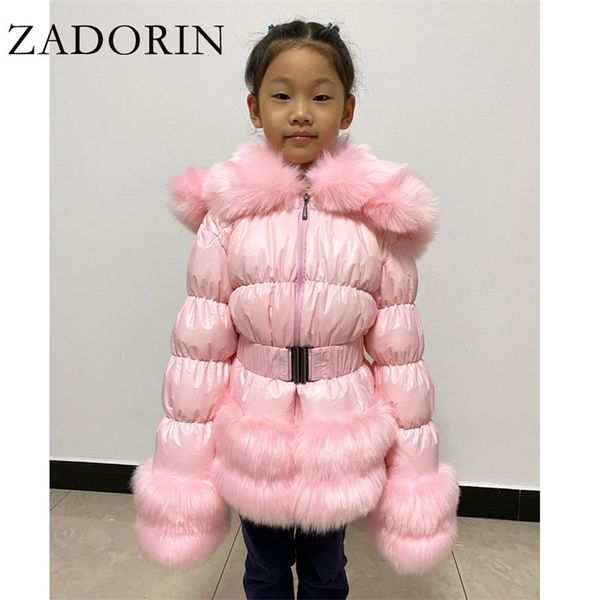 ZADORIN Winter Neue Mädchen Weiße Ente Daunenjacke für Kinder Pelzigen FAUX Pelzkragen Dicke Warme Kind Daunenmantel Mit Kapuze Oberbekleidung 201019